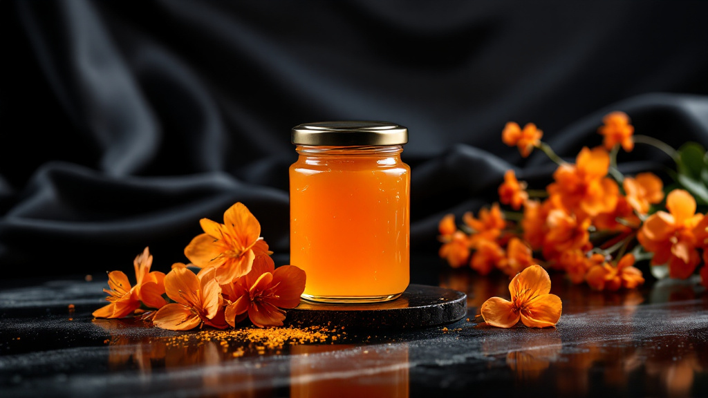 orange marmalde with a dark background